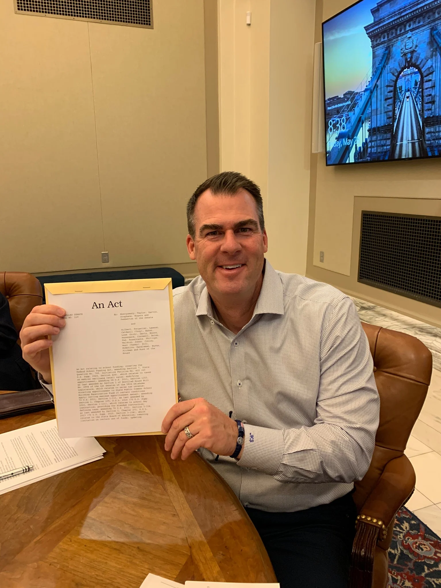Governor Kevin Stitt with signed SB 229